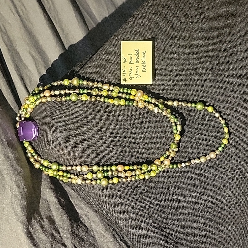 Long glass beaded necklace